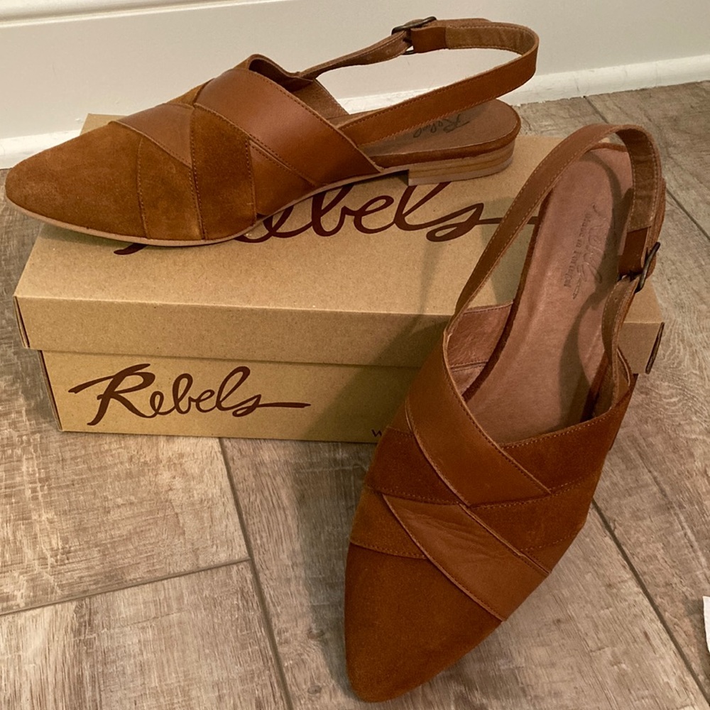 Rebels Suede and Leather Slingback Flats